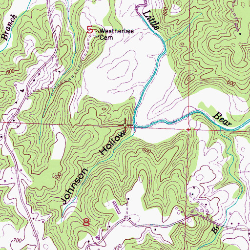 Topographic Map of Johnson Hollow, AL