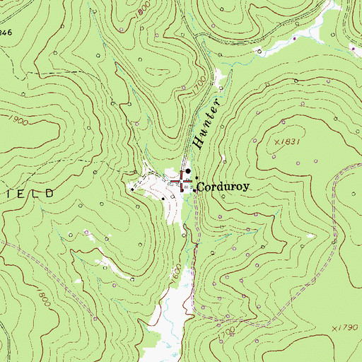 Topographic Map of Corduroy, PA