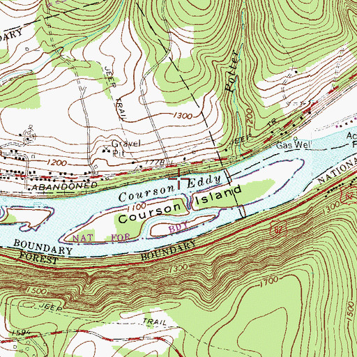 Topographic Map of Courson Eddy, PA