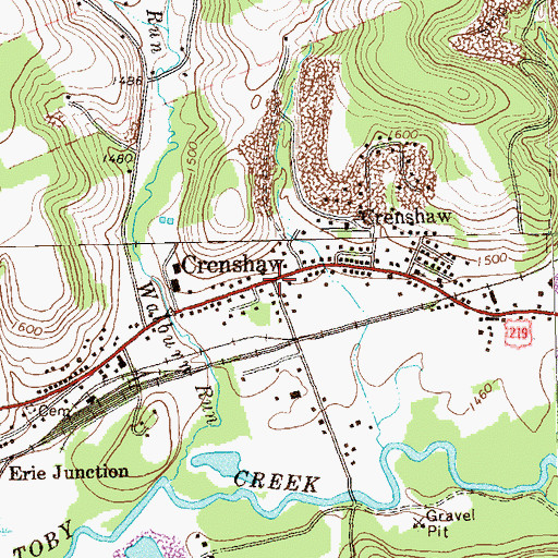 Topographic Map of Crenshaw, PA