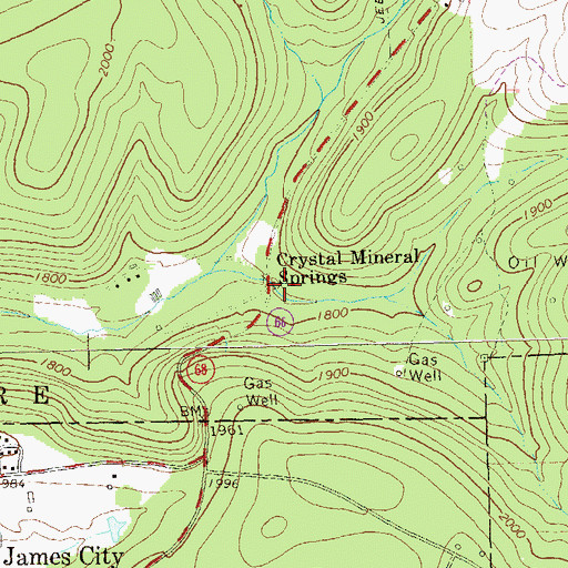Topographic Map of Crystal Mineral Springs, PA
