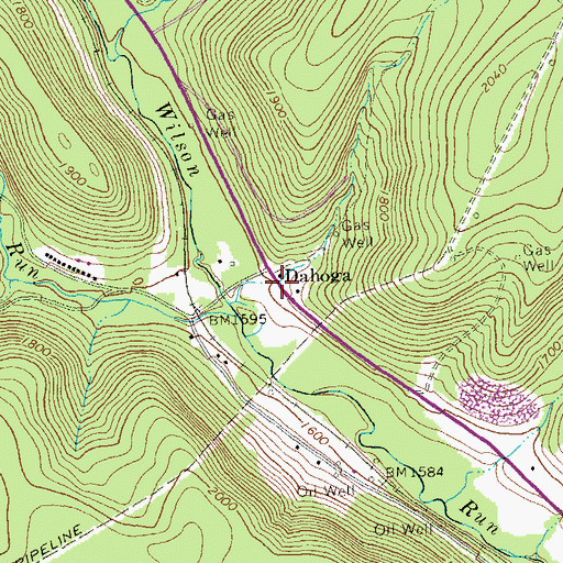 Topographic Map of Dahoga, PA