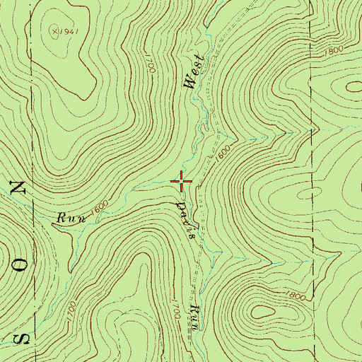 Topographic Map of Davis Run, PA
