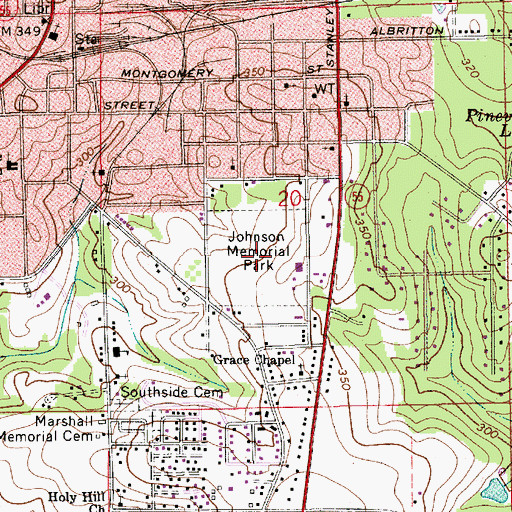 Topographic Map of Johnson Memorial Cemetery, AL