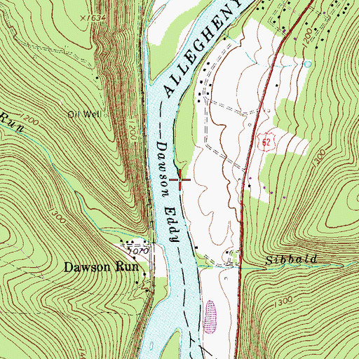 Topographic Map of Dawson Eddy, PA