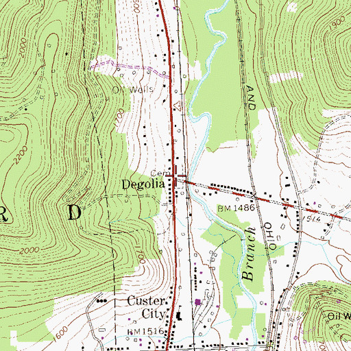 Topographic Map of Degolia, PA