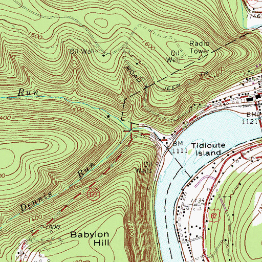 Topographic Map of Dennis Run, PA