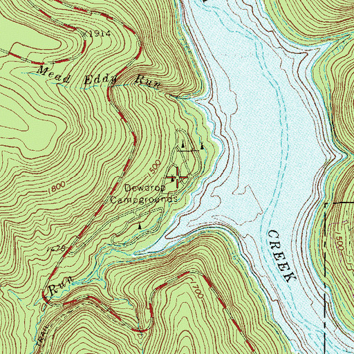 Topographic Map of Dewdrop Campground, PA