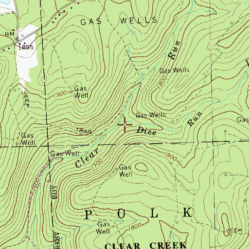 Topographic Map of Dice Run, PA