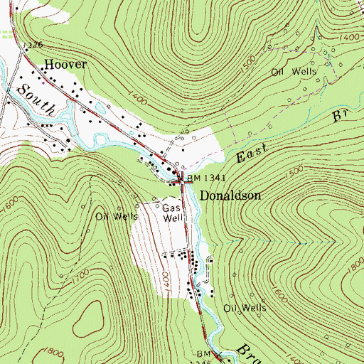 Topographic Map of Donaldson, PA