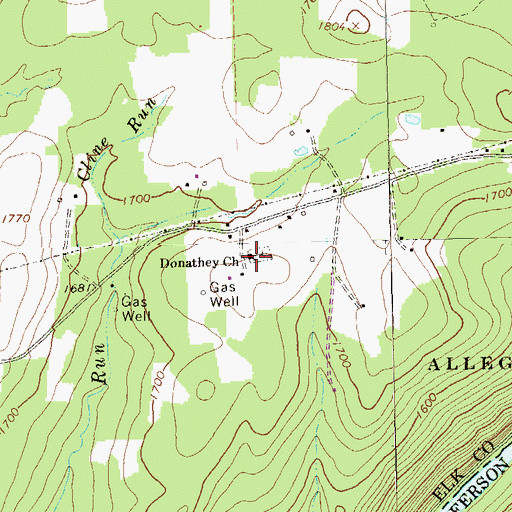 Topographic Map of Donathey Church, PA