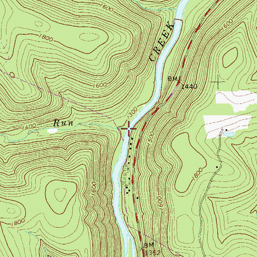 Topographic Map of Duck Eddy Run, PA