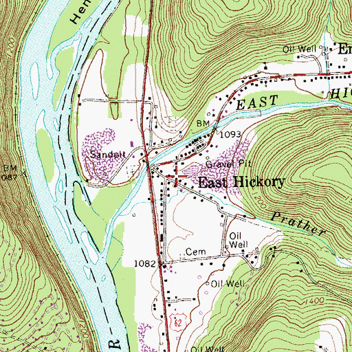 Topographic Map of East Hickory, PA