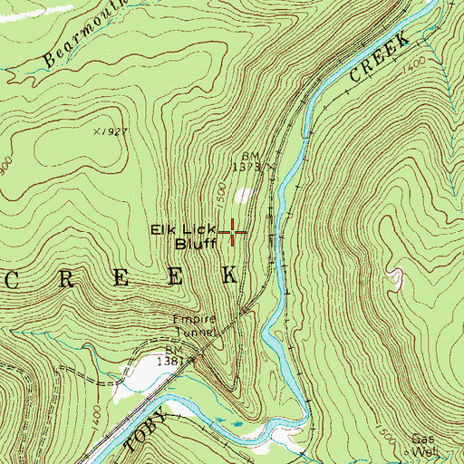 Topographic Map of Elk Lick Bluff, PA