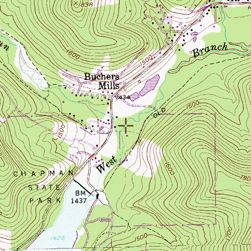Topographic Map of Elkhorn Run, PA
