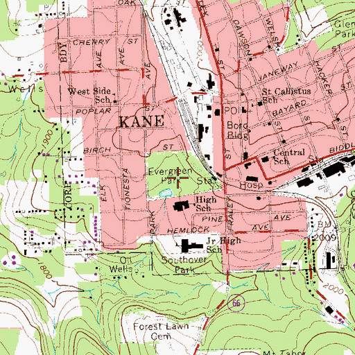 Topographic Map of Evergreen Park, PA