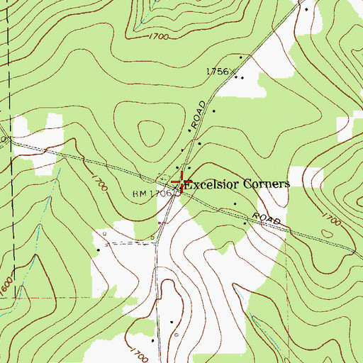 Topographic Map of Excelsior Corner, PA