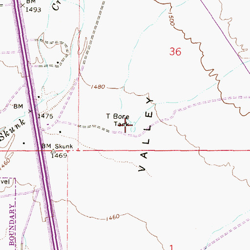 Topographic Map of T Bone Tank, AZ