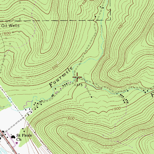 Topographic Map of Flat Run, PA