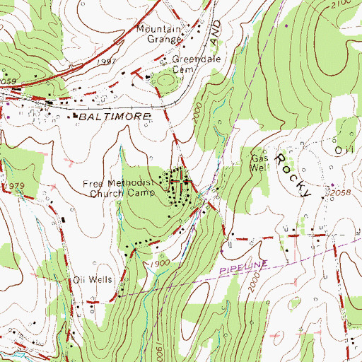 Topographic Map of Free Methodist Church Camp, PA