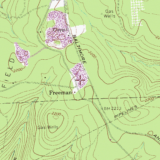 Topographic Map of Freeman, PA