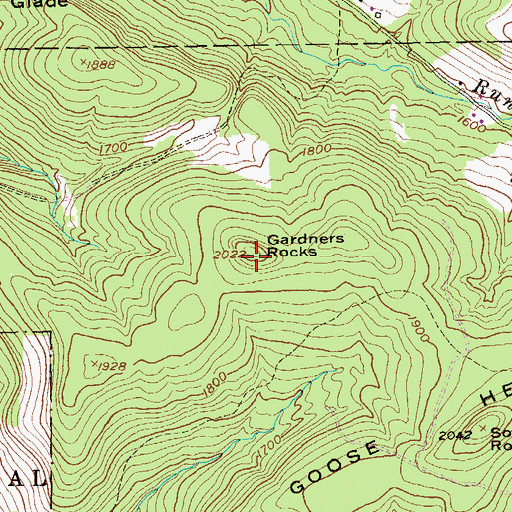 Topographic Map of Gardners Rocks, PA