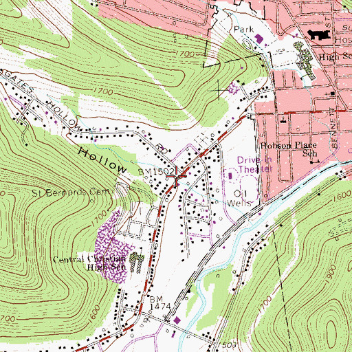 Topographic Map of Gates Hollow, PA