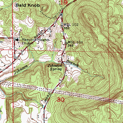 Topographic Map of Johnson Spring, AL