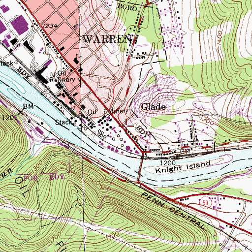 Topographic Map of Glade, PA