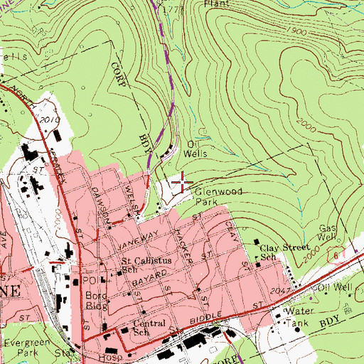 Topographic Map of Glenwood Park, PA
