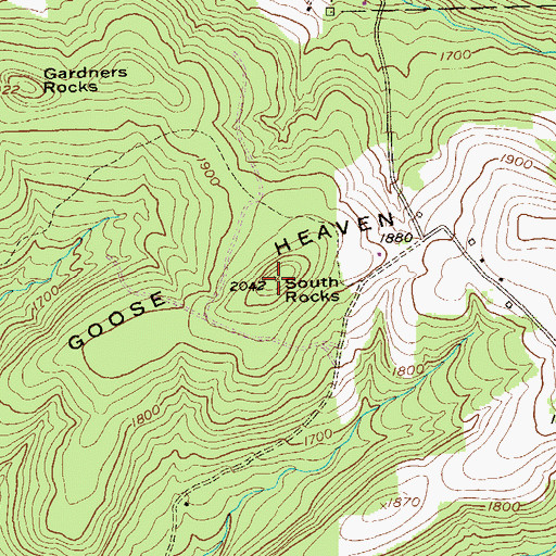 Topographic Map of Goose Heaven Hill, PA