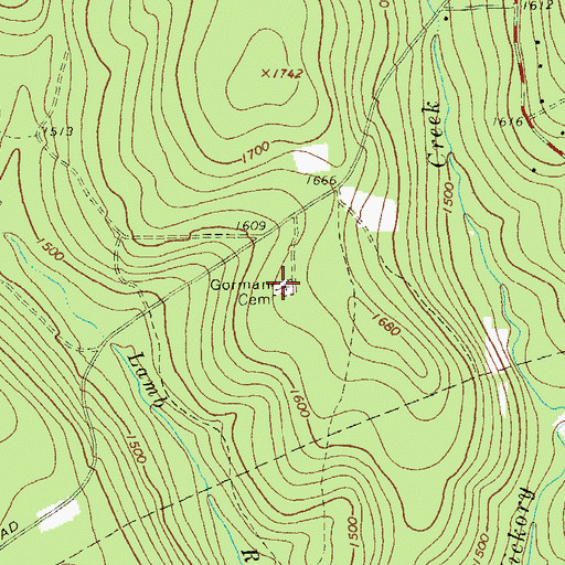 Topographic Map of Gorman Cemetery, PA