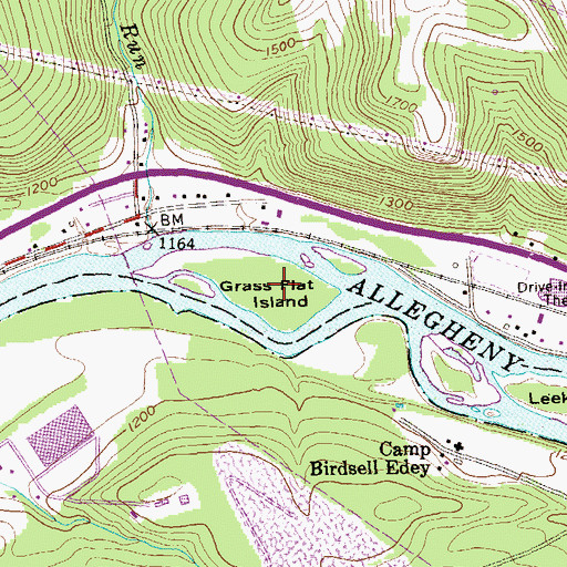 Topographic Map of Grass Flat Island, PA