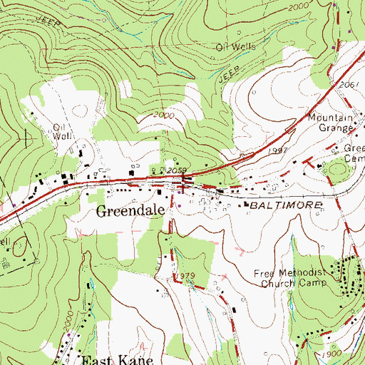 Topographic Map of Greendale, PA