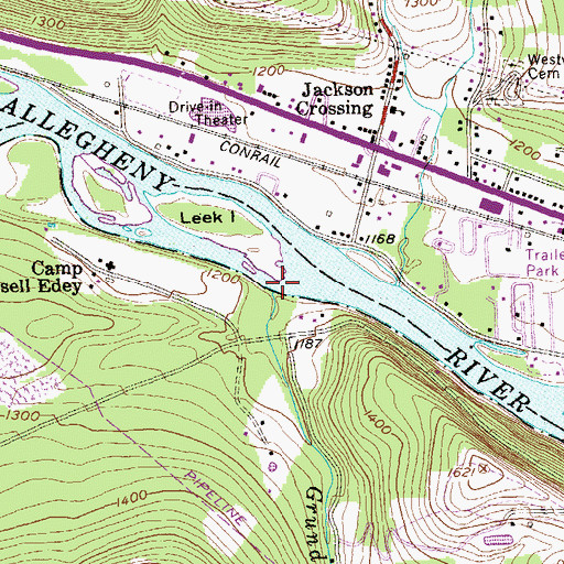 Topographic Map of Grunder Run, PA