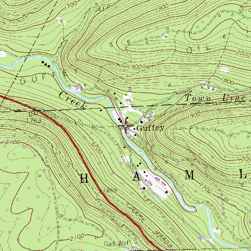 Topographic Map of Guffey, PA