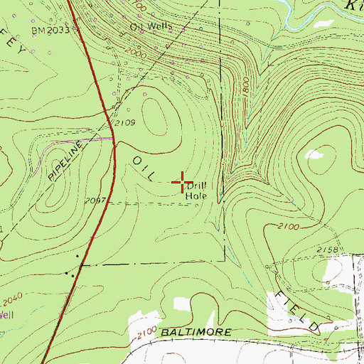 Topographic Map of Guffey Oil Field, PA