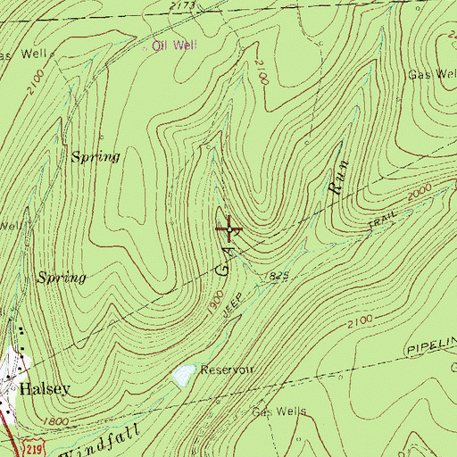 Topographic Map of Halsey Gas Field, PA