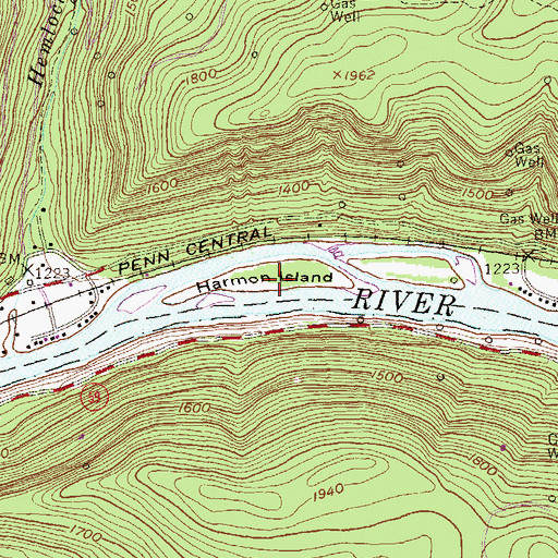 Topographic Map of Harmon Island, PA