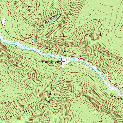 Topographic Map of Hastings, PA