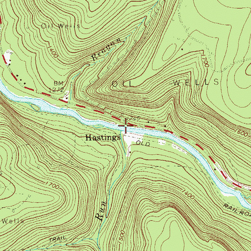Topographic Map of Hastings Run, PA