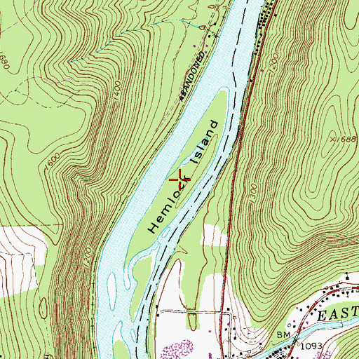 Topographic Map of Hemlock Island, PA