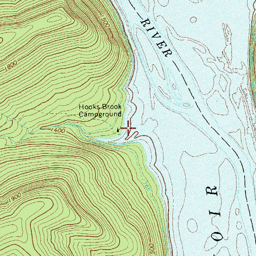 Topographic Map of Hooks Brook Campground, PA