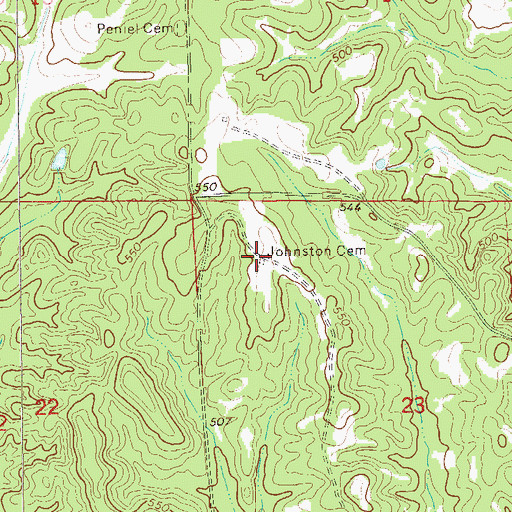 Topographic Map of Johnston Cemetery, AL