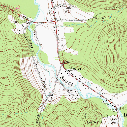 Topographic Map of Hoover, PA
