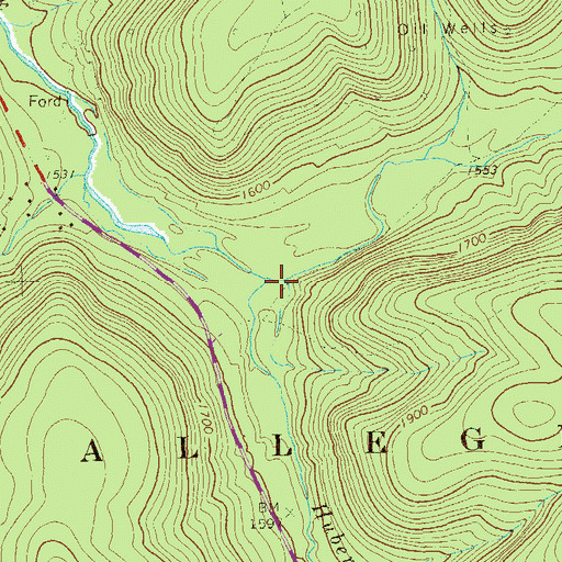 Topographic Map of Hubert Run, PA