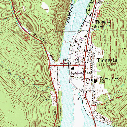 Topographic Map of Hunter Run, PA
