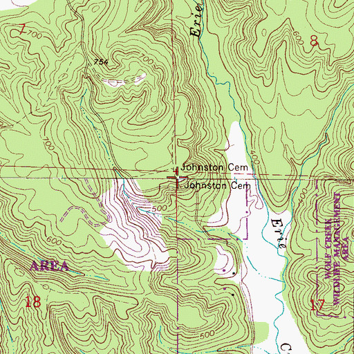 Topographic Map of Johnston Cemetery, AL