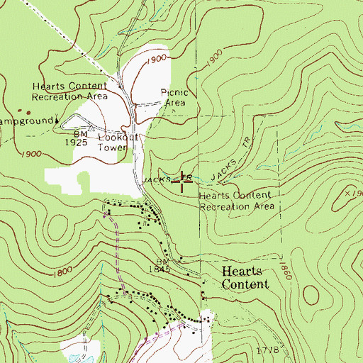 Topographic Map of Jacks Trail, PA