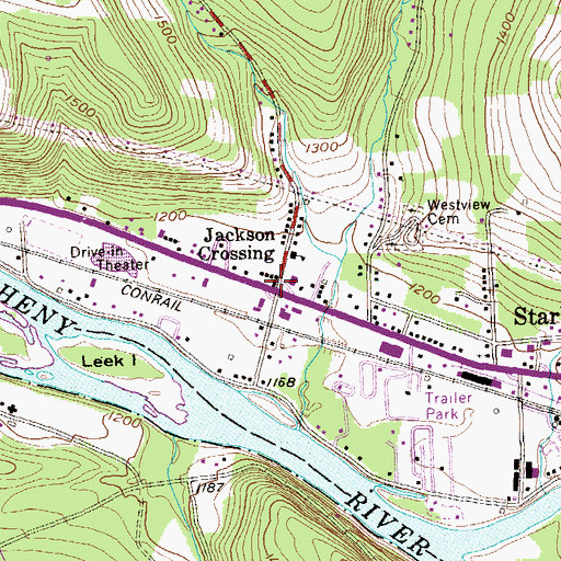 Topographic Map of Jackson Crossing, PA